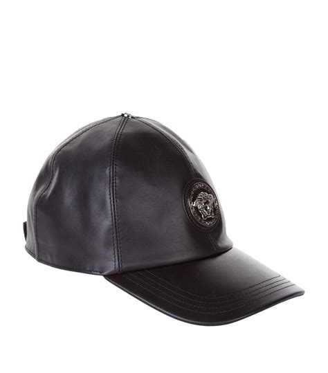 versace men leather jacket hat|Versace cap price.